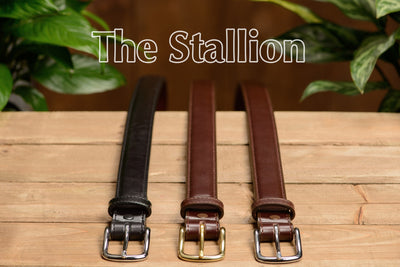 The Stallion: Brown Stitched Italian Leather With Steel Core And Chrome Buckle 1.25" - Bullhide Belts