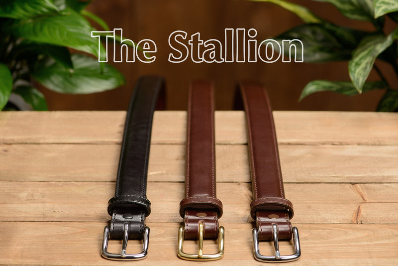 The Stallion: Brown Stitched Italian Leather With Steel Core And Chrome Buckle 1.25" - Bullhide Belts