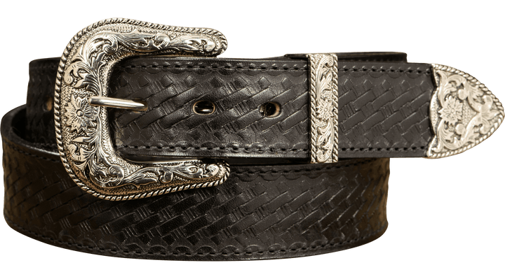 T.T] LOT.021 BASKETWEAVE PATTERN BELT _ BLACK