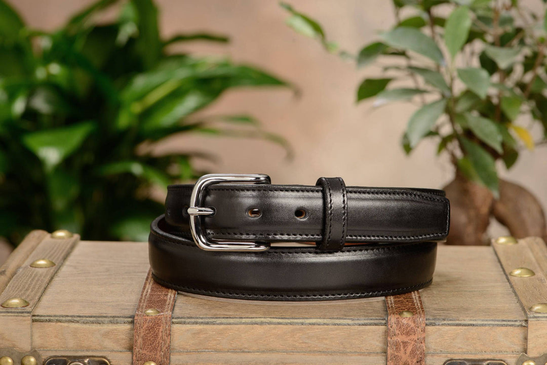 Stitched Italian Leather Dress Belt - The Stallion 1.25". BullhideBelts.com Stitched Italian Leather Dress Belt - The Stallion 1.25". BullhideBelts.com