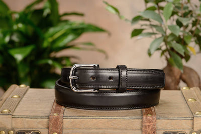 The Stallion: Men's Black Stitched Italian Leather Belt 1.25" - Bullhide Belts