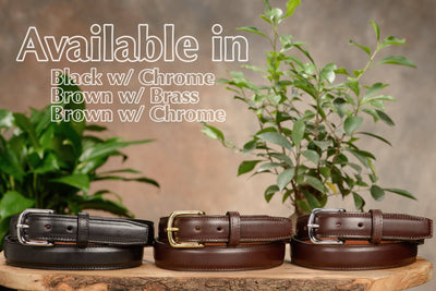 The Stallion: Men's Brown Stitched Italian Leather Belt With Chrome Buckle 1.25" - Bullhide Belts