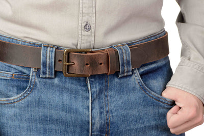 The Crazy Horse: Men's Rustic Brown Non Stitched Leather Belt 1.50" - Bullhide Belts