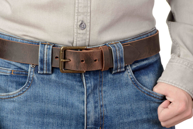 The Crazy Horse: Men's Rustic Brown Non Stitched Leather Belt 1.50 –