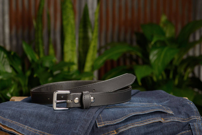 The Lakota: Black Stitched Water Buffalo With Snaps 1.25" - Bullhide Belts