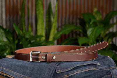 The Lakota: Brown Stitched Water Buffalo With Snaps 1.25" - Bullhide Belts