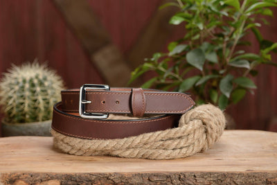 The Lakota: Brown Stitched Water Buffalo With Snaps 1.25" - Bullhide Belts