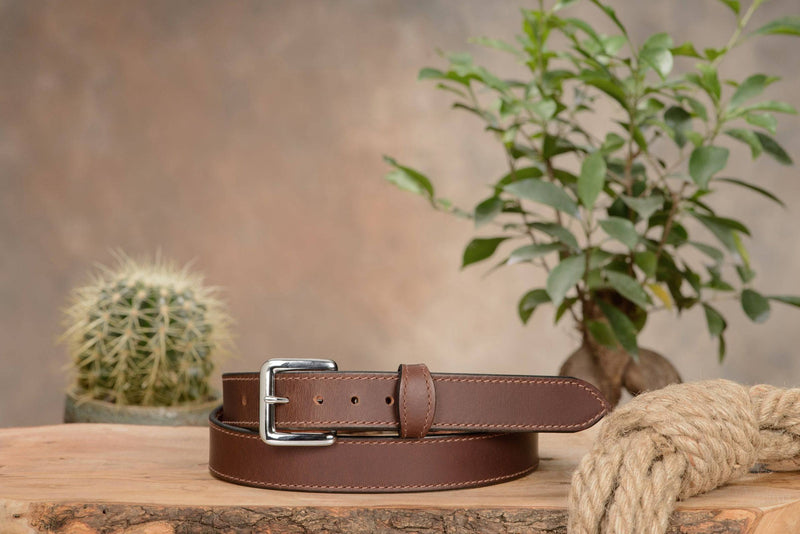 The Lakota: Brown Stitched Water Buffalo With Snaps 1.25" - Bullhide Belts