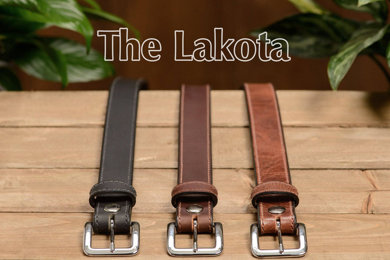 The Lakota: Rustic Brown Stitched Water Buffalo With Snaps 1.25" - Bullhide Belts