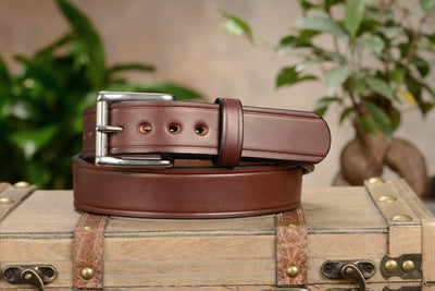 The Eastwood: Men's Brown Creased Accent Leather Belt Max Thick 1.50" - Bullhide Belts