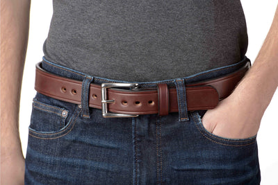 The Eastwood: Men's Brown Creased Accent Leather Belt Max Thick 1.50" - Bullhide Belts