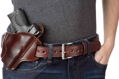 The Eastwood: Men's Brown Creased Accent Leather Belt Max Thick 1.50" - Bullhide Belts