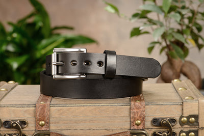 The Eastwood: Men's Black Non Stitched Leather Belt Max Thick 1.25" - Bullhide Belts