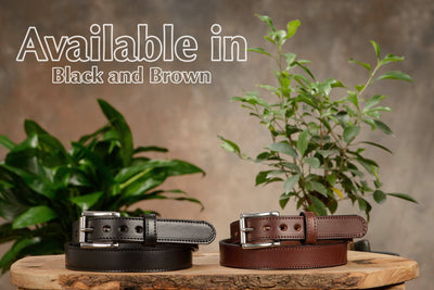 The Eastwood: Men's Brown Stitched Leather Belt Max Thick 1.25" - Bullhide Belts