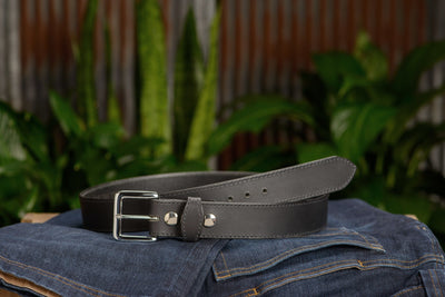 SPECIAL OFFER The Lakota: Black Stitched Water Buffalo With Snaps 1.50" - Bullhide Belts