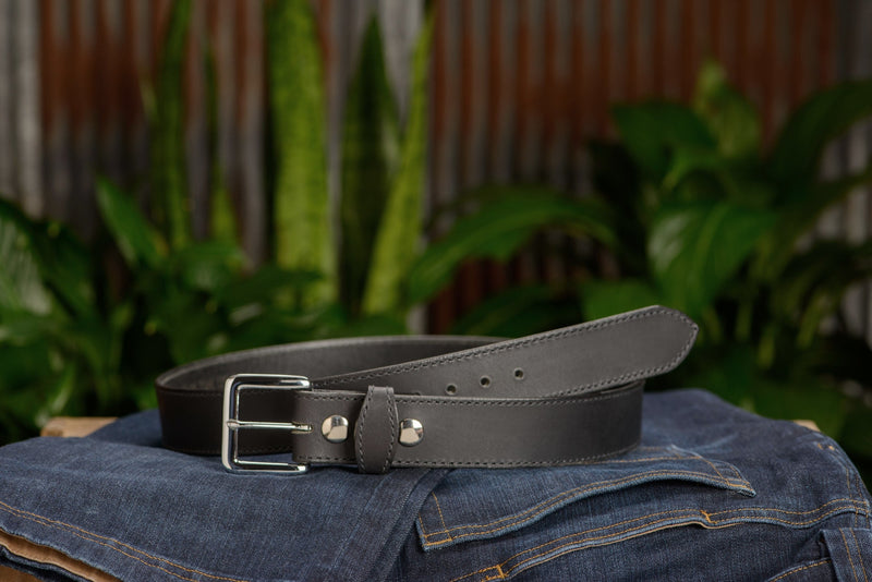 SPECIAL OFFER The Lakota: Black Stitched Water Buffalo With Snaps 1.50" - Bullhide Belts
