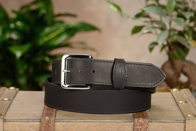 SPECIAL OFFER The Lakota: Black Stitched Water Buffalo With Snaps 1.50" - Bullhide Belts