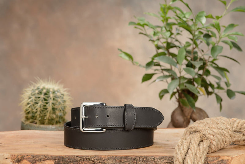 SPECIAL OFFER The Lakota: Black Stitched Water Buffalo With Snaps 1.50" - Bullhide Belts