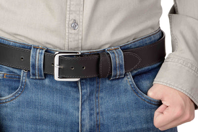 SPECIAL OFFER The Lakota: Black Stitched Water Buffalo With Snaps 1.50" - Bullhide Belts