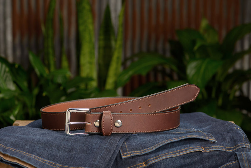 The Lakota: Brown Stitched Water Buffalo With Snaps 1.50" - Bullhide Belts