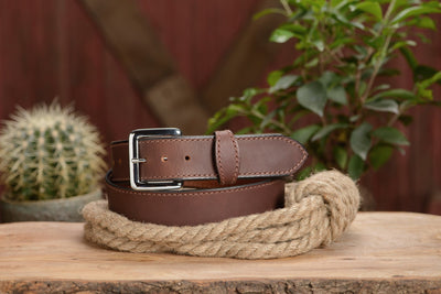 SPECIAL OFFER The Lakota: Brown Stitched Water Buffalo With Snaps 1.50" - Bullhide Belts