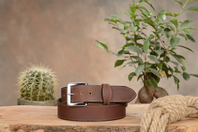 The Lakota: Brown Stitched Water Buffalo With Snaps 1.50" - Bullhide Belts