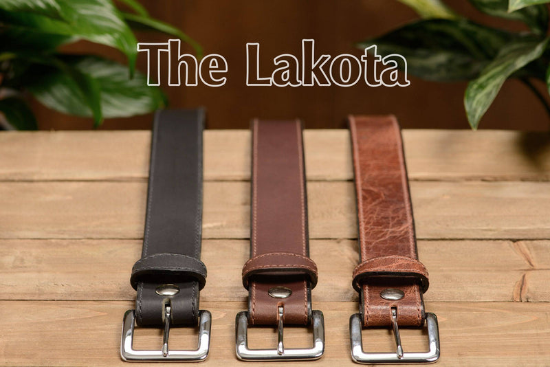 The Lakota: Rustic Brown Stitched Water Buffalo With Snaps 1.50" - Bullhide Belts