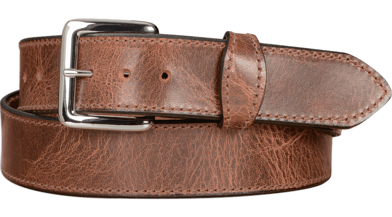 The Lakota: Rustic Brown Stitched Water Buffalo With Snaps 1.50" - Bullhide Belts