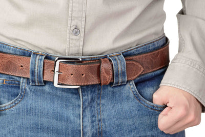 The Lakota: Rustic Brown Stitched Water Buffalo With Snaps 1.50" - Bullhide Belts