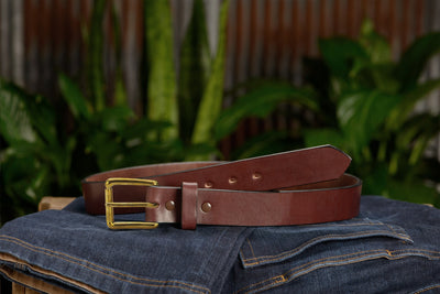 The Maverick: Men's Brown Non Stitched Leather Belt With Brass 1.50" - Bullhide Belts