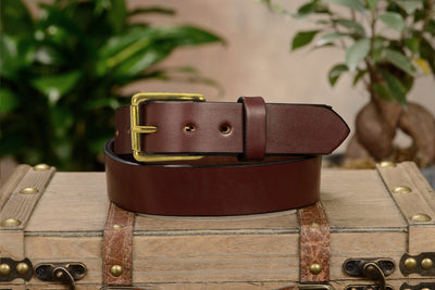 The Maverick: Men's Brown Non Stitched Leather Belt With Brass 1.50" - Bullhide Belts