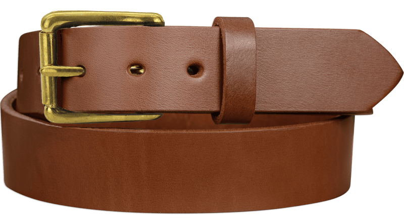 The Maverick: Caramel Tan Non Stitched Leather Belt With Brass 1.50" - Bullhide Belts