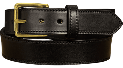 The Maverick: Men's Black Stitched Leather Belt With Brass 1.50" - Bullhide Belts