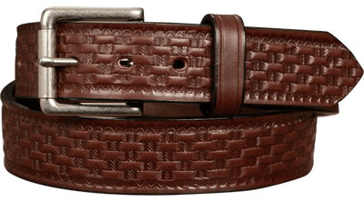 The Maverick: Men's Brown Basket Weave Leather Belt 1.50" - Bullhide Belts