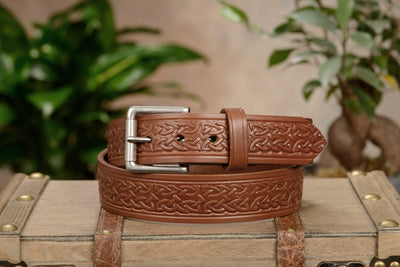 The Maverick: Caramel Tan Celtic 1.50" - Bullhide Belts