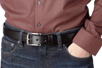 The Commander: Men's Black Non Stitched Leather Belt 1.25" - Bullhide Belts