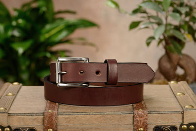 The Commander: Men's Brown Non Stitched Leather Belt 1.25" - Bullhide Belts