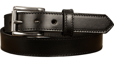 The Commander: Men's Black Stitched Leather Belt 1.25" - Bullhide Belts