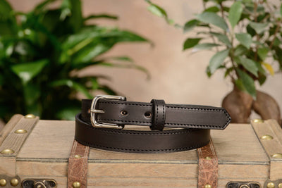 The Colt: Men's Black Stitched Leather Belt Petite Width 1.00" - Bullhide Belts