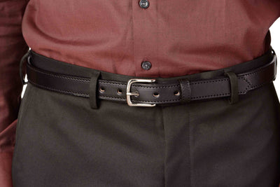 The Colt: Men's Black Stitched Leather Belt Petite Width 1.00" - Bullhide Belts