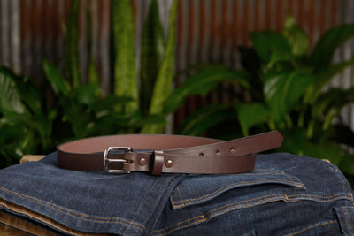 The Colt: Men's Brown Non Stitched Leather Belt Petite Width 1.00" - Bullhide Belts