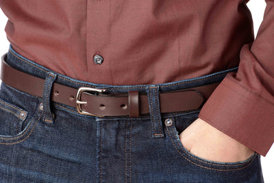 The Colt: Men's Brown Non Stitched Leather Belt Petite Width 1.00" - Bullhide Belts