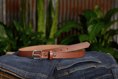 The Colt: Men's Medium Brown Non Stitched Leather Belt Petite Width 1.00" - Bullhide Belts