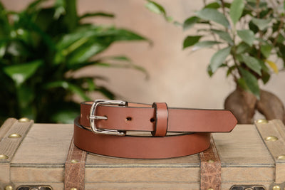 The Colt: Men's Medium Brown Non Stitched Leather Belt Petite Width 1.00" - Bullhide Belts