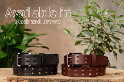 The Holey Bull: Brown Non Stitched Double Prong With Gunmetal Roller 1.50" - Bullhide Belts