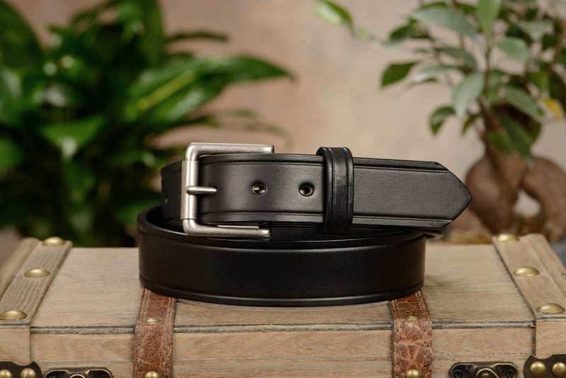 The Maverick: Black Creased Accent 1.50" - Bullhide Belts