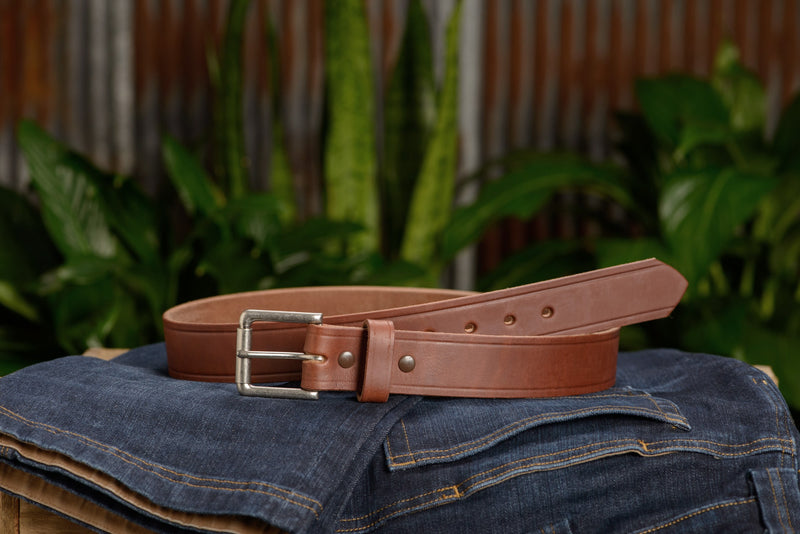 The Maverick: Hot Dipped Tan Creased Accent 1.50" - Bullhide Belts