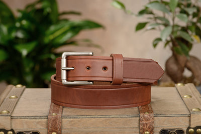 The Maverick: Hot Dipped Tan Creased Accent 1.50" - Bullhide Belts