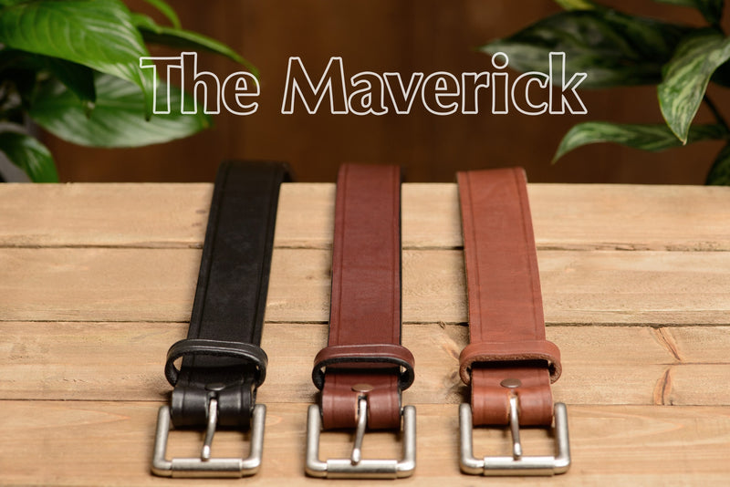 The Maverick: Black Creased Accent 1.50" - Bullhide Belts