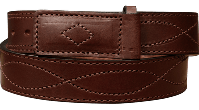 The Pit Boss: Brown Figure 8 Brown Stitched Buckle-less Ball Hook 1.50" - Bullhide Belts